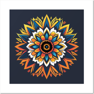 Vibrant Floral Fusion: Colorful Geometric Flower Art Posters and Art